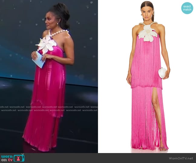 PatBO Fringe Maxi Dress in Malibu worn by Blake Newby on Good Morning America