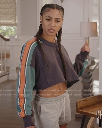 Patience’s sleeve stripe cropped sweatshirt on All American