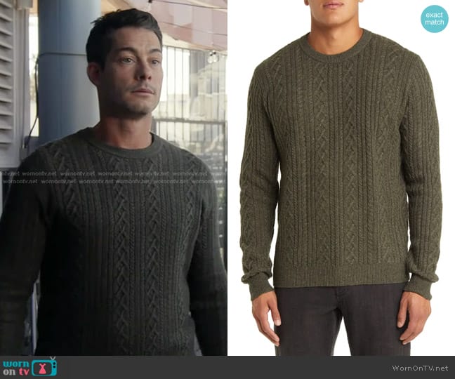 Peter Millar Ridge Cabled Wool Blend Crewneck Sweater worn by Doug Kendall (Brian Hallisay) on 9-1-1