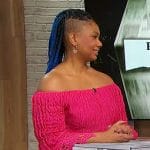 Pink smocked top on Sherri