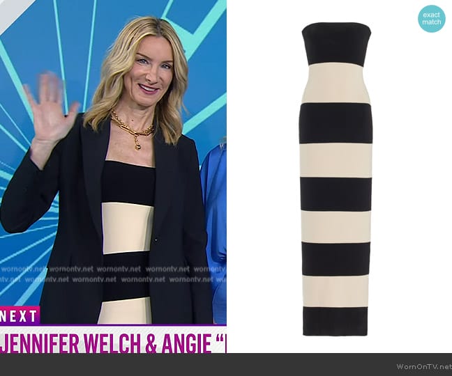 Posse Theo Striped Jersey Strapless Maxi Dress worn by Jennifer Welch on Today