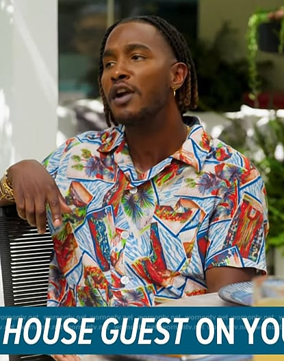 Scott’s postcard print shirt on Access Hollywood