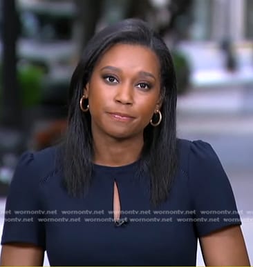 Rachel’s navy keyhole short sleeve dress on Good Morning America
