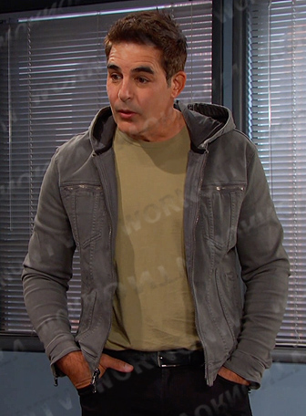 Rafe’s grey hooded zip jacket on Days of our Lives