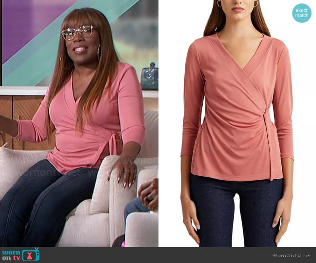 LAUREN Ralph Lauren Faux Wrap Top worn by Sheryl Underwood on The Talk