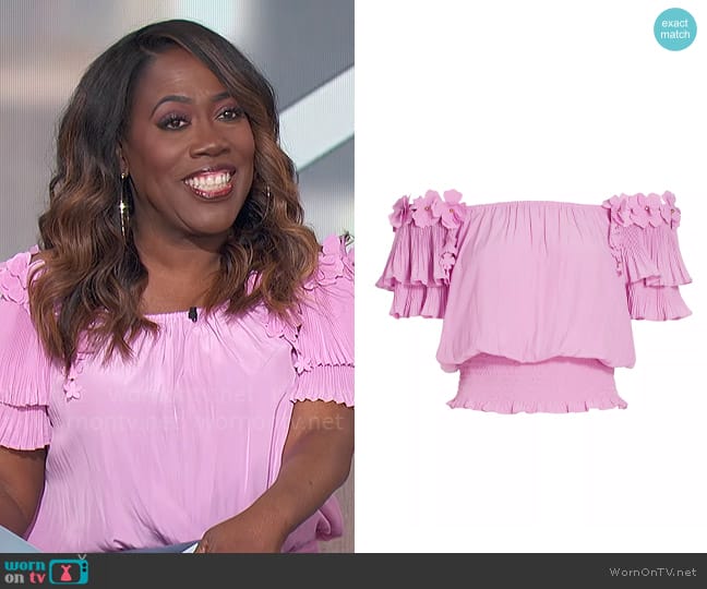 Ramy Brook Braelynn Ruffle Top worn by Sheryl Underwood on The Talk