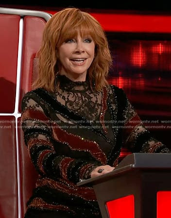 Reba’s embroidered mesh top on The Voice