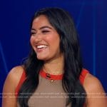 Reena’s beige ribbed sleeveless dress on Good Morning America