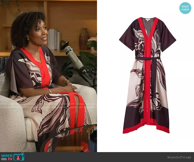 Reiss Hanna Floral A-Line Maxi Dress in Ivory Burgundy worn by Tembi Locke on Today
