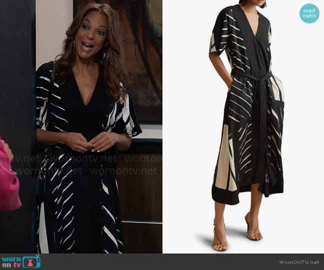Reiss Sami Tie Belt Maxi Dress worn by Natalia (Eva LaRue) on General Hospital