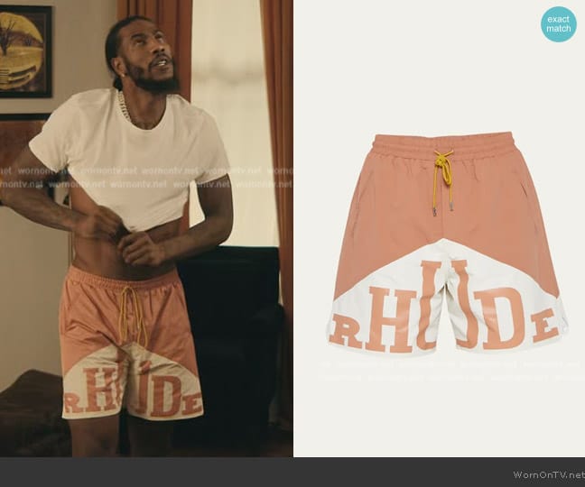 Rhude Colorblock Logo Yachting Shorts worn by (Iman Shumpert) on The Chi