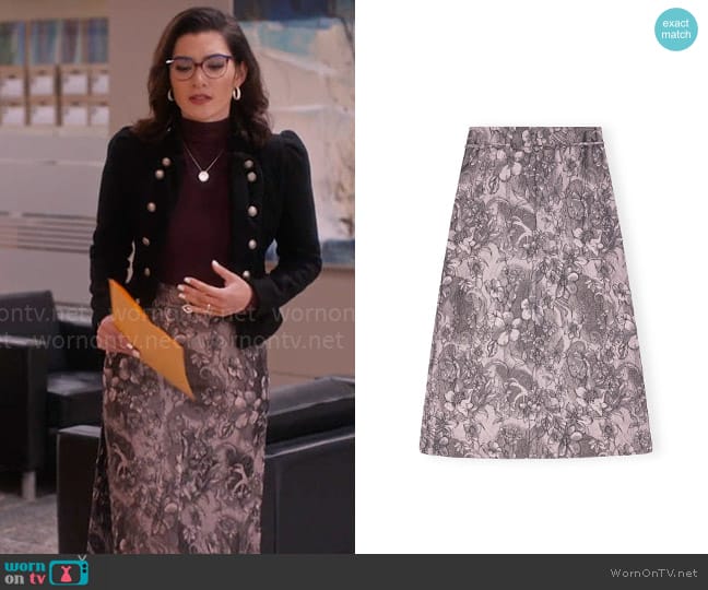 Ganni Rippled Jacquard Long Slit Skirt worn by Susan (Inga Schlingmann) on So Help Me Todd