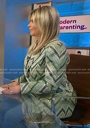 Dr. Robi Ludwig’s green chevron cutout blazer on NBC News Daily