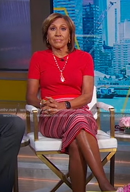 Robin’s pink striped skirt on Good Morning America