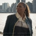 Robyn’s leather jacket with crystal buttons on The Equalizer