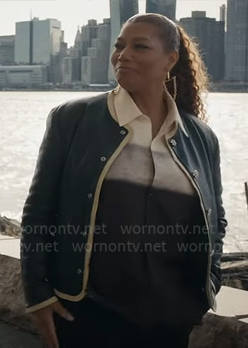 Robyn’s leather jacket with crystal buttons on The Equalizer