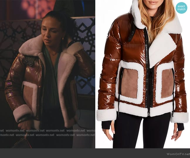 Sam. Veronica Shearling-Trim Down Jacket worn by Kaya Blanke (Carra Patterson) on Elsbeth