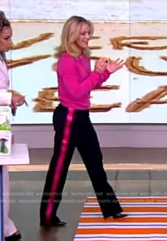 Sara’s black pink stripe pants on The View