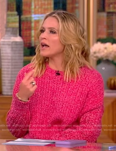 Sara’s pink sweater and printed skirt on The View