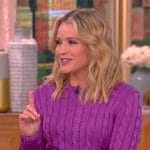 Sara’s purple cable knit sweater and white pants on The View