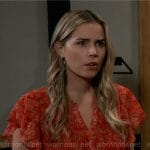 Sasha’s red floral top on General Hospital