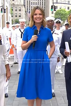 Savannah’s blue belted shirtdress on Today