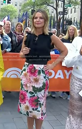 Savannah’s blue floral pencil skirt on Today
