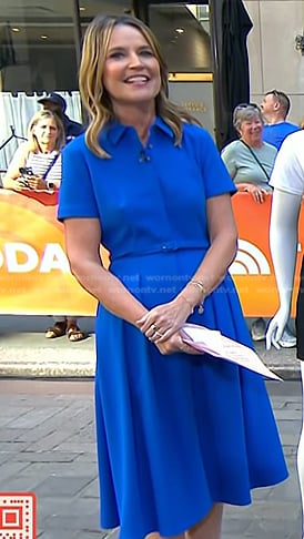 Savannah’s blue belted shirtdress on Today