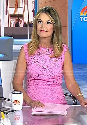 Savannah’s pink floral lace dress on Today