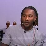 Scott’s grey striped tee on Access Hollywood