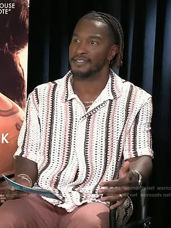 Scott’s open knit stripe shirt on Access Hollywood
