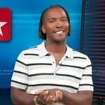 Scott’s striped ribbed knit polo on Access Hollywood