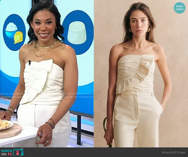 Sezane Marilia Blouse in Cream worn by Vanessa Rissetto on Today