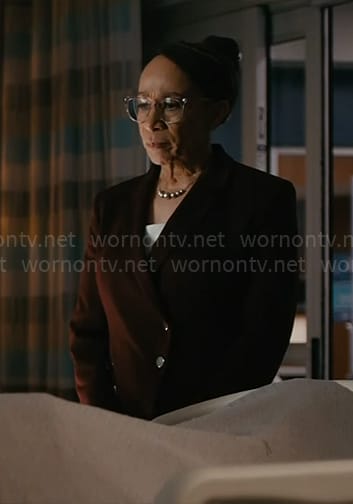 Sharon’s burgundy blazer on Chicago Med