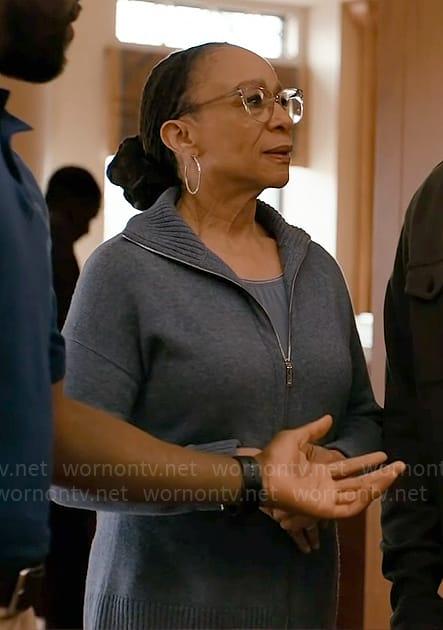 Sharon’s zip cardigan on Chicago Med