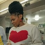 Shawnae Dixon’s white heart print sweater on Today