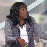 Sheryl’s frayed trim tweed jacket on The Talk