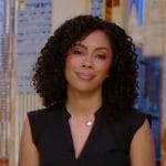 Shirleen’s black asymmetric button dress on Good Morning America