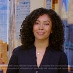 Shirleen’s navy asymmetric button shirtdress on Good Morning America
