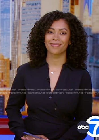 Shirleen’s navy asymmetric button shirtdress on Good Morning America