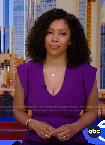 Shirleen’s purple ruffle sleeve dress on Good Morning America