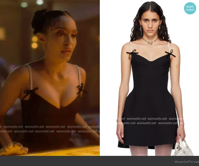 Shushu/Tong Black Paneled Minidress worn by Zoey Johnson (Yara Shahidi) on Grown-ish