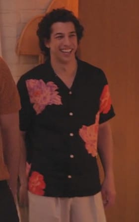 Simon’s black floral print shirt on Abbott Elementary
