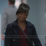 Simone’s navy jacket with gold buttons on Greys Anatomy