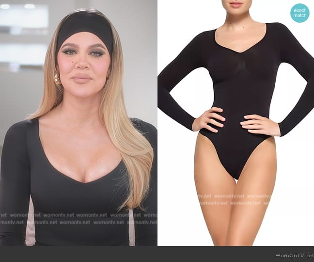 Skims Seamless Sculpt Long Sleeve Thong Bodysuit worn by Khloe Kardashian (Khloe Kardashian) on The Kardashians