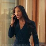Sofia’s navy belted blazer and skirt suit on Loot