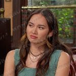Sophia’s green embroidered sleeveless top on Days of our Lives