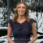 Stephanie Abrams’ navy ruched front dress on CBS Mornings