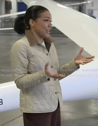 Stephanie’s ivory quilted jacket on Good Morning America