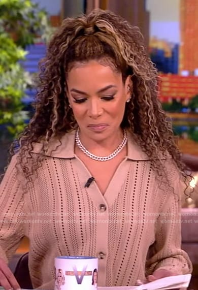 Sunny’s beige eyelet top and pants on The View